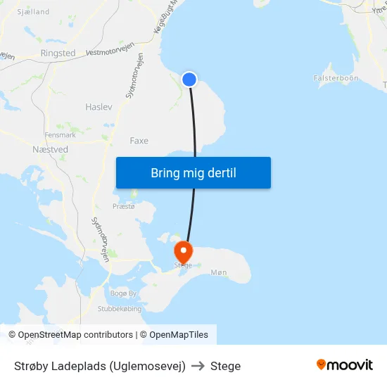 Strøby Ladeplads (Uglemosevej) to Stege map