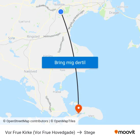 Vor Frue Kirke (Vor Frue Hovedgade) to Stege map
