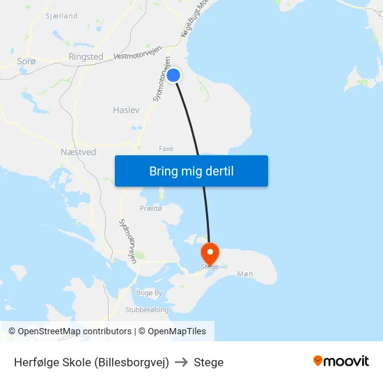 Herfølge Skole (Billesborgvej) to Stege map