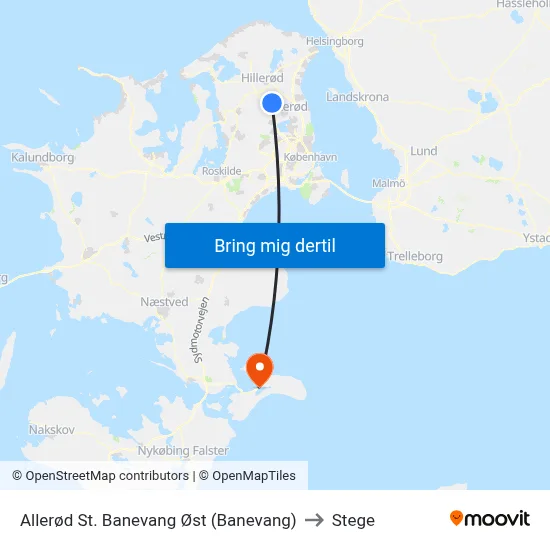 Allerød St. Banevang Øst (Banevang) to Stege map