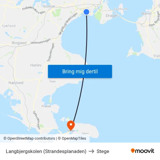 Langbjergskolen (Strandesplanaden) to Stege map