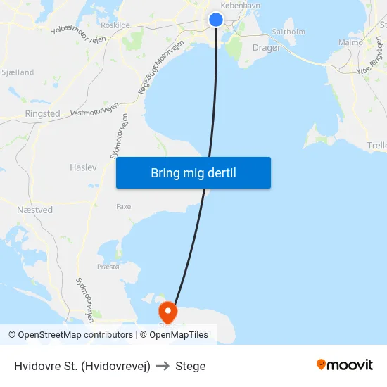 Hvidovre St. (Hvidovrevej) to Stege map