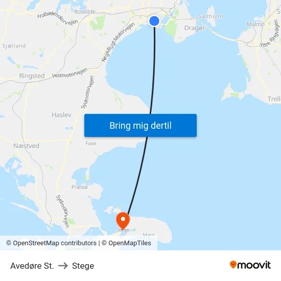 Avedøre St. to Stege map