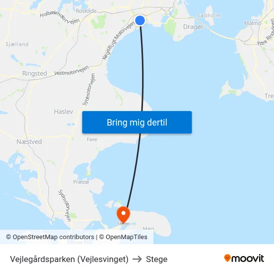 Vejlegårdsparken (Vejlesvinget) to Stege map