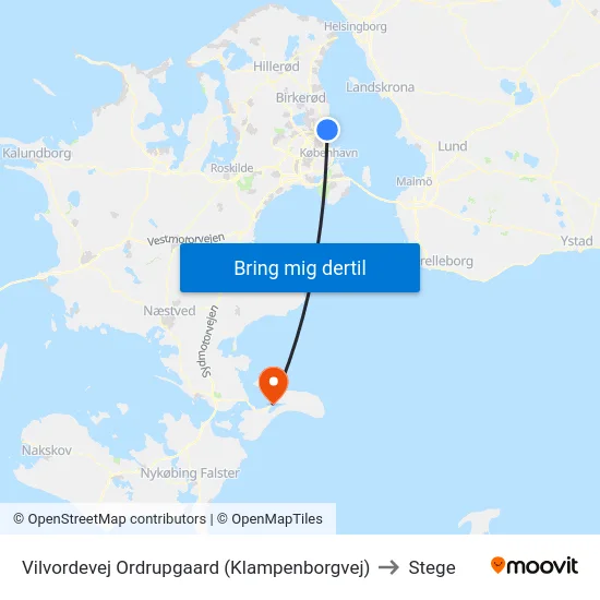 Vilvordevej Ordrupgaard (Klampenborgvej) to Stege map