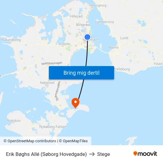 Erik Bøghs Allé (Søborg Hovedgade) to Stege map
