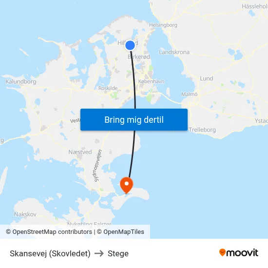 Skansevej (Skovledet) to Stege map