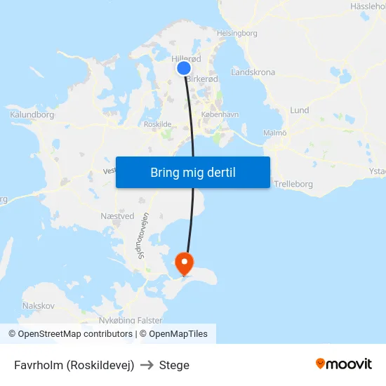 Favrholm (Roskildevej) to Stege map