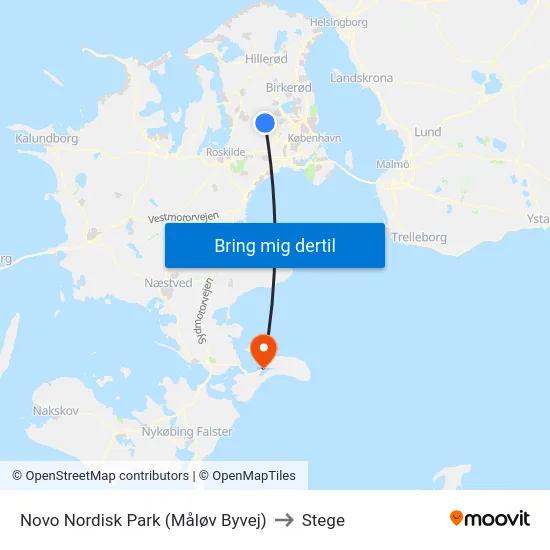 Novo Nordisk Park (Måløv Byvej) to Stege map