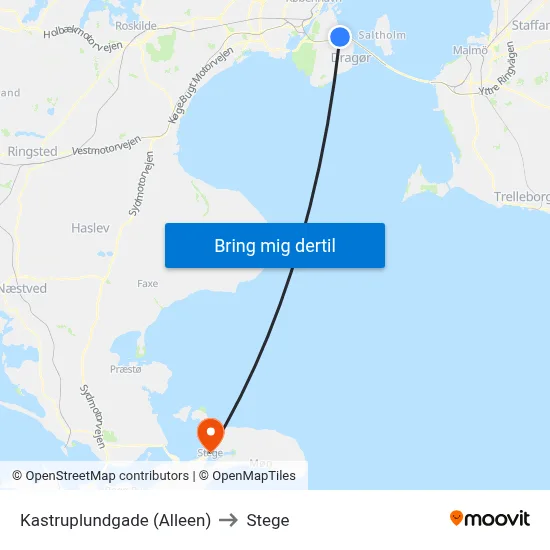 Kastruplundgade (Alleen) to Stege map
