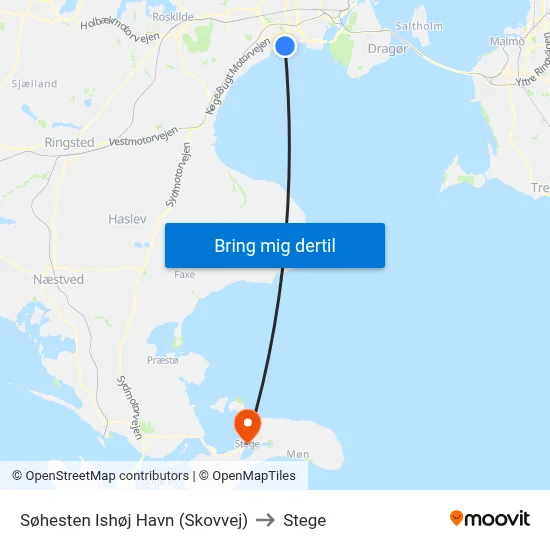 Søhesten Ishøj Havn (Skovvej) to Stege map