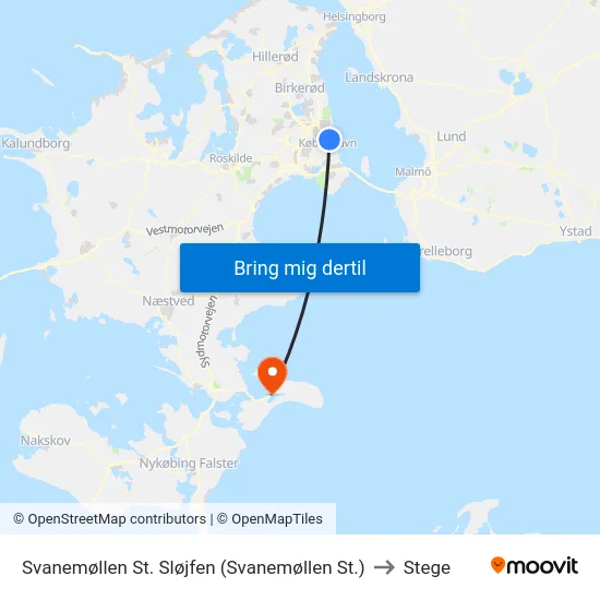 Svanemøllen St. Sløjfen (Svanemøllen St.) to Stege map