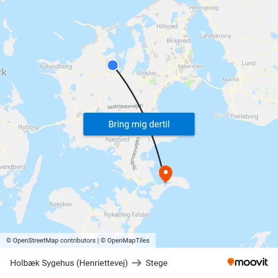 Holbæk Sygehus (Henriettevej) to Stege map