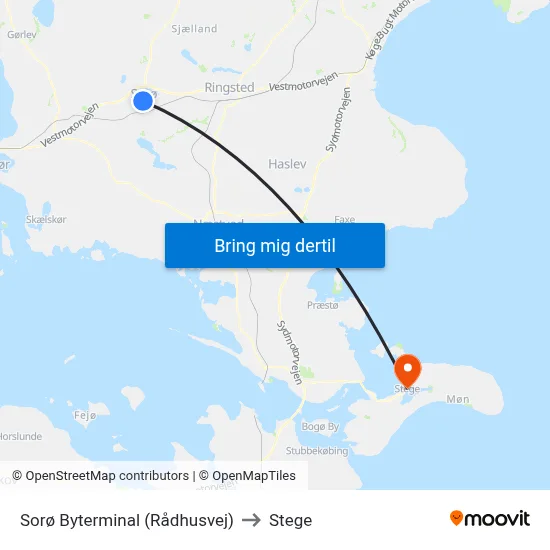 Sorø Byterminal (Rådhusvej) to Stege map