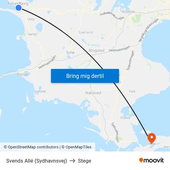 Svends Allé (Sydhavnsvej) to Stege map