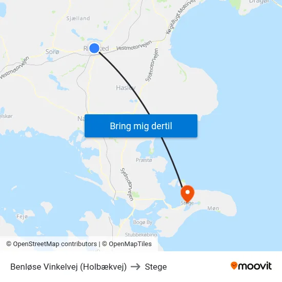 Benløse Vinkelvej (Holbækvej) to Stege map