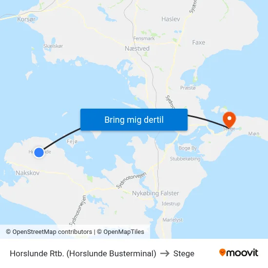 Horslunde Rtb. (Horslunde Busterminal) to Stege map