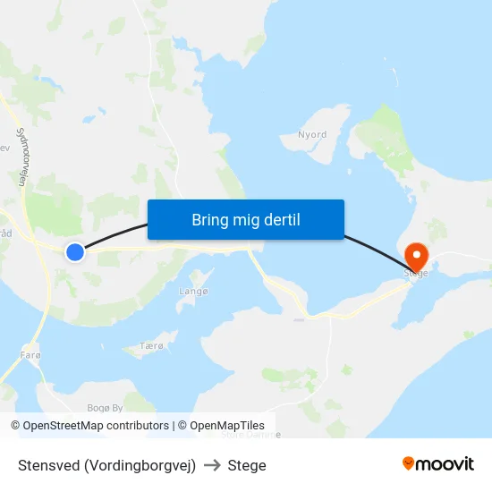 Stensved (Vordingborgvej) to Stege map
