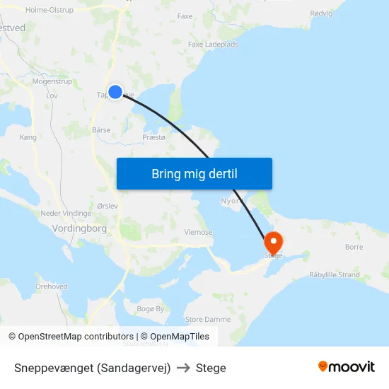 Sneppevænget (Sandagervej) to Stege map
