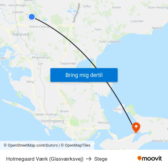 Holmegaard Værk (Glasværksvej) to Stege map