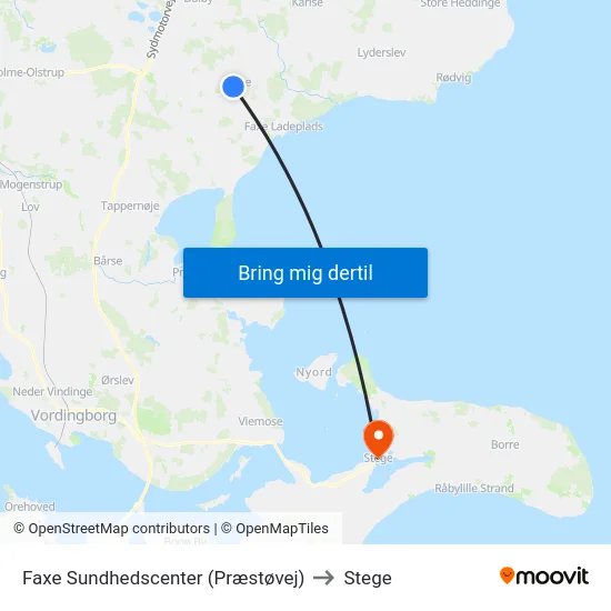 Faxe Sundhedscenter (Præstøvej) to Stege map