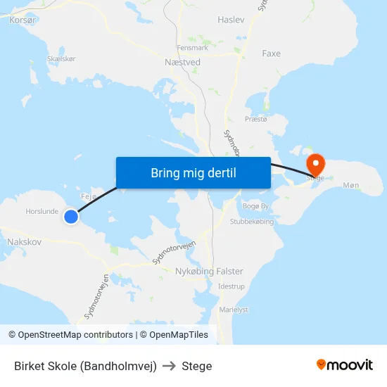 Birket Skole (Bandholmvej) to Stege map