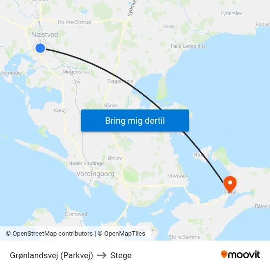 Grønlandsvej (Parkvej) to Stege map