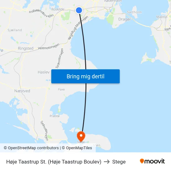 Høje Taastrup St. (Høje Taastrup Boulev) to Stege map