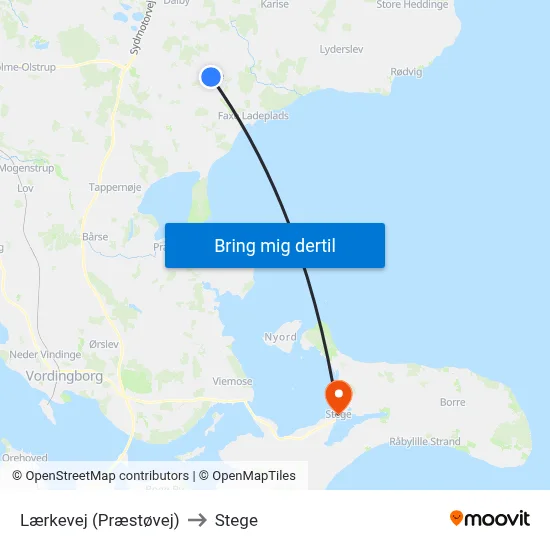 Lærkevej (Præstøvej) to Stege map