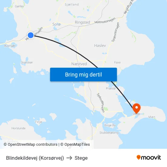 Blindekildevej (Korsørvej) to Stege map