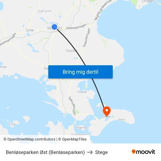 Benløseparken Øst (Benløseparken) to Stege map