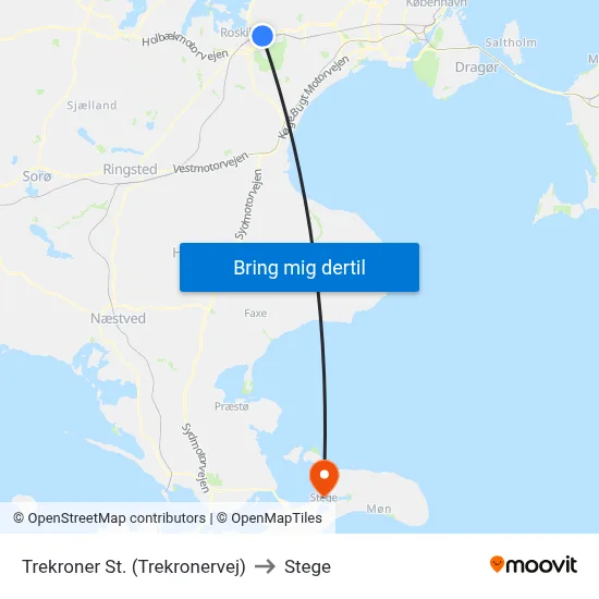 Trekroner St. (Trekronervej) to Stege map