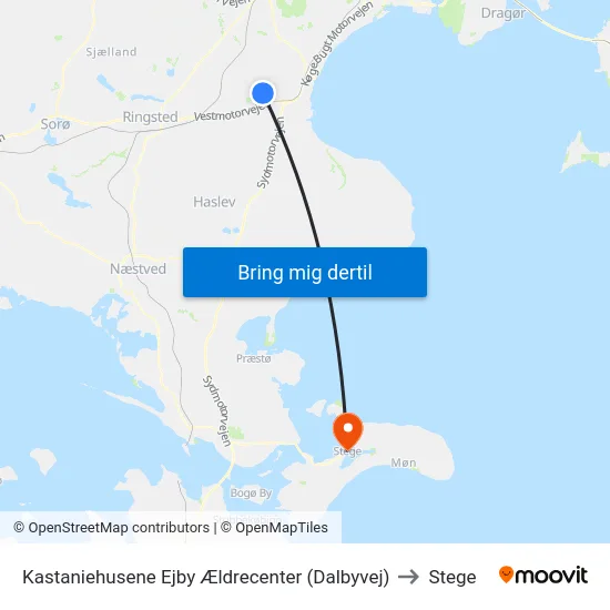 Kastaniehusene Ejby Ældrecenter (Dalbyvej) to Stege map