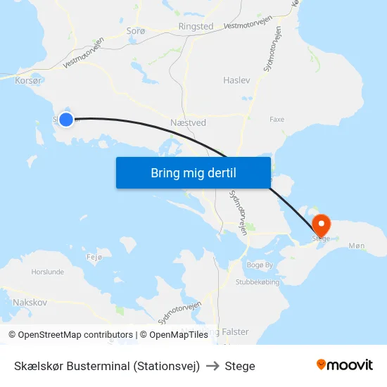 Skælskør Busterminal (Stationsvej) to Stege map