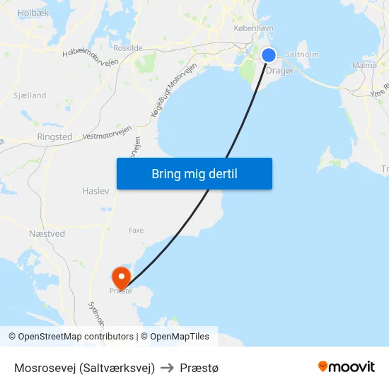 Mosrosevej (Saltværksvej) to Præstø map