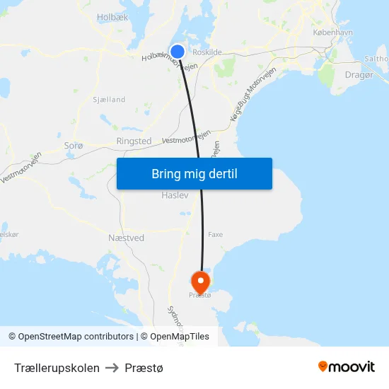 Trællerupskolen to Præstø map