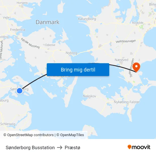 Sønderborg Busstation to Præstø map