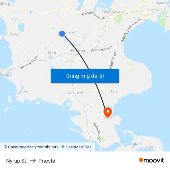 Nyrup St. to Præstø map