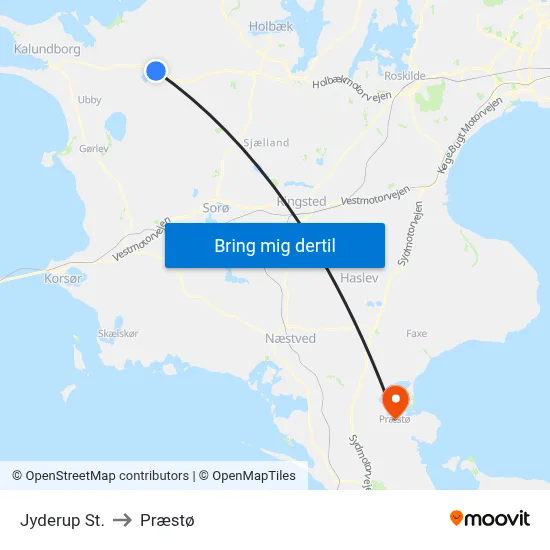 Jyderup St. to Præstø map