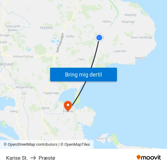 Karise St. to Præstø map