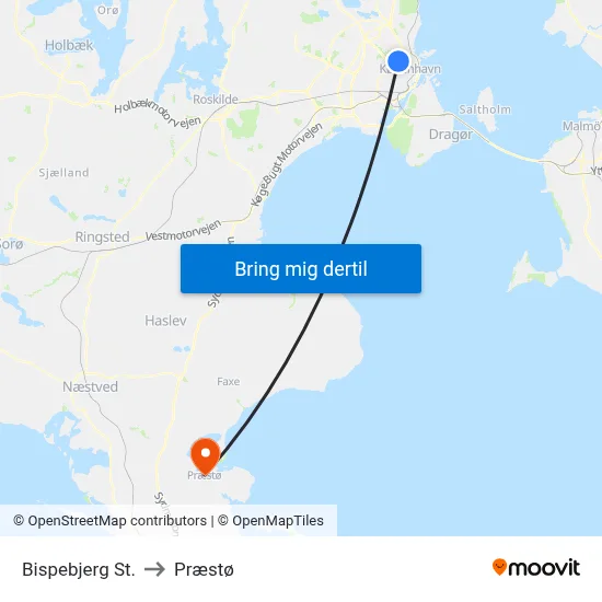 Bispebjerg St. to Præstø map
