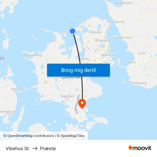 Vibehus St. to Præstø map