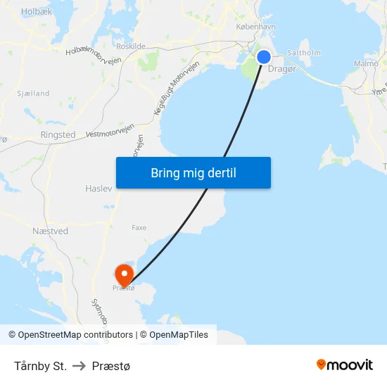 Tårnby St. to Præstø map