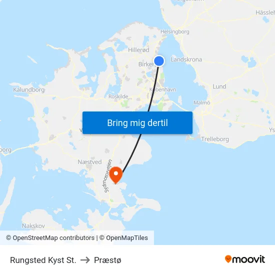 Rungsted Kyst St. to Præstø map