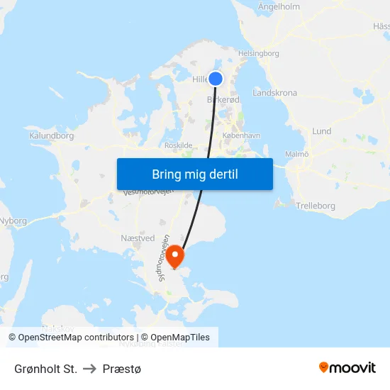 Grønholt St. to Præstø map