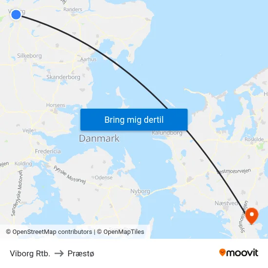Viborg Rtb. to Præstø map