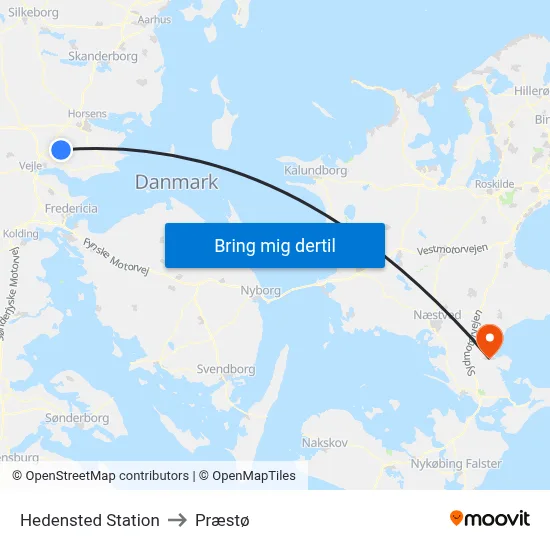 Hedensted Station to Præstø map