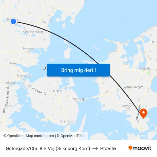 Østergade/Chr. 8.S Vej (Silkeborg Kom) to Præstø map