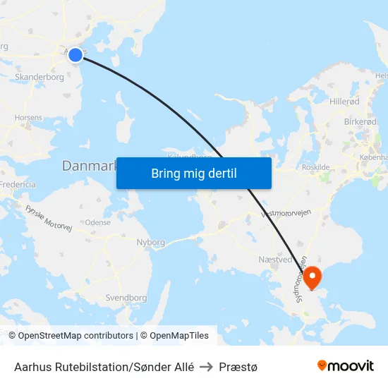 Aarhus Rutebilstation/Sønder Allé to Præstø map