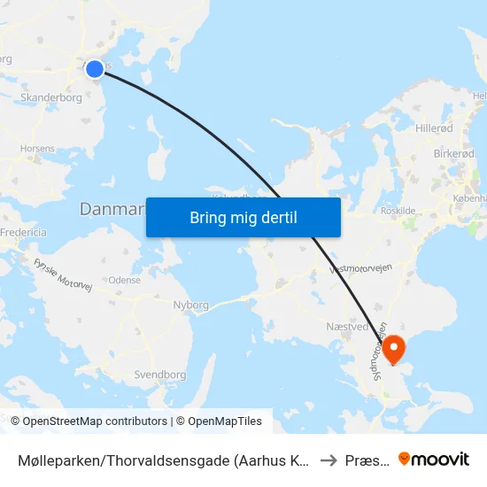 Mølleparken/Thorvaldsensgade (Aarhus Kom) to Præstø map